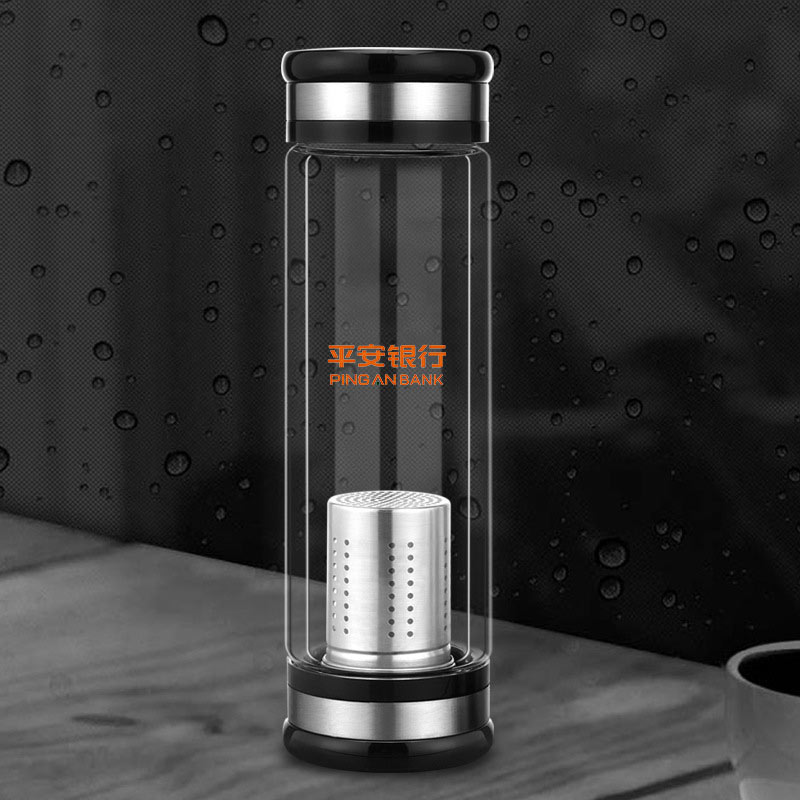 双层玻璃杯 茶水分离耐热茶杯 礼品专用水杯子 双盖玻璃杯