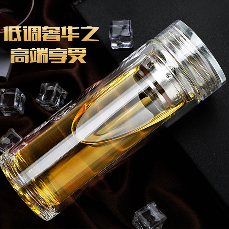 双层玻璃礼品杯批发,订做礼品杯印字,水杯双层厂家